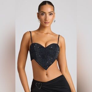 Oh Polly Black Studded Crop Top